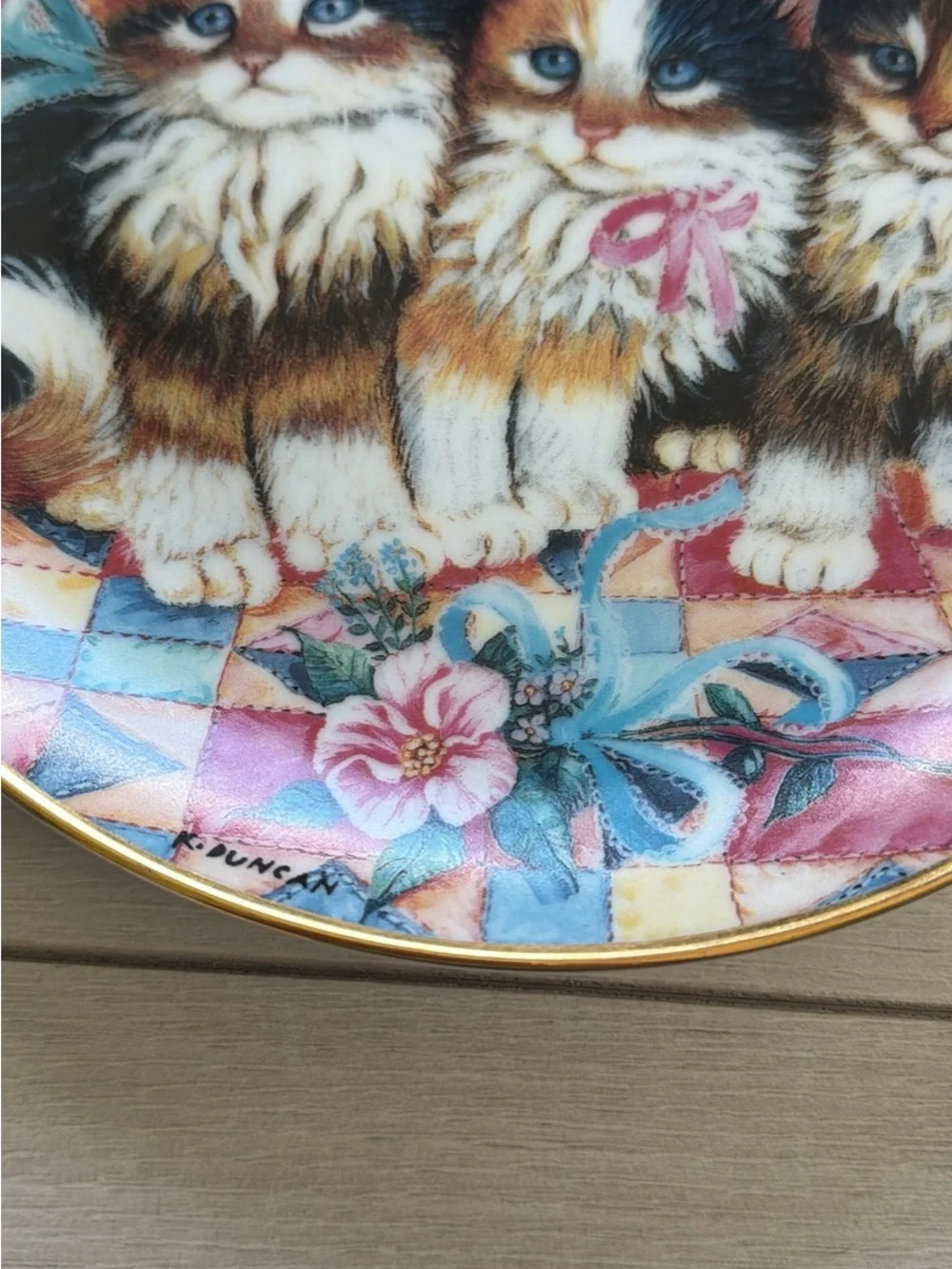 Decorative Cat Plate - Kittens Franklin Mint Patchwork Pals K.Duncan